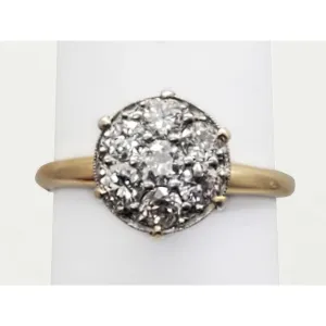 0.70 ctw Natural Diamond Raised Cluster Style Band Ring 14k Gold Size 7.5