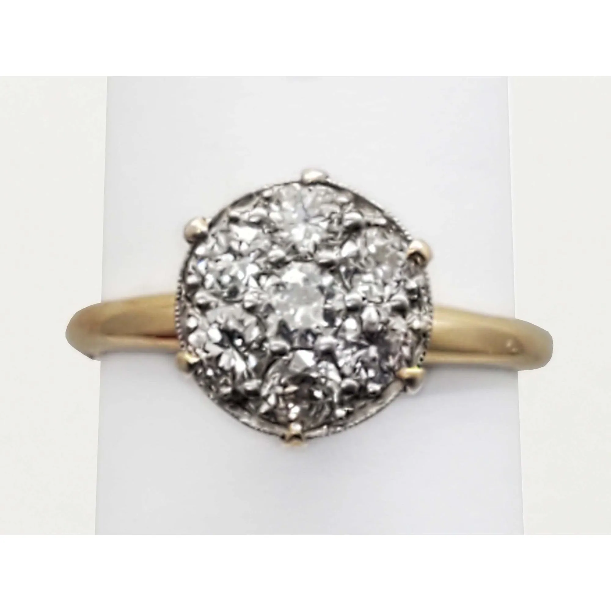 0.70 ctw Natural Diamond Raised Cluster Style Band Ring 14k Gold Size 7.5