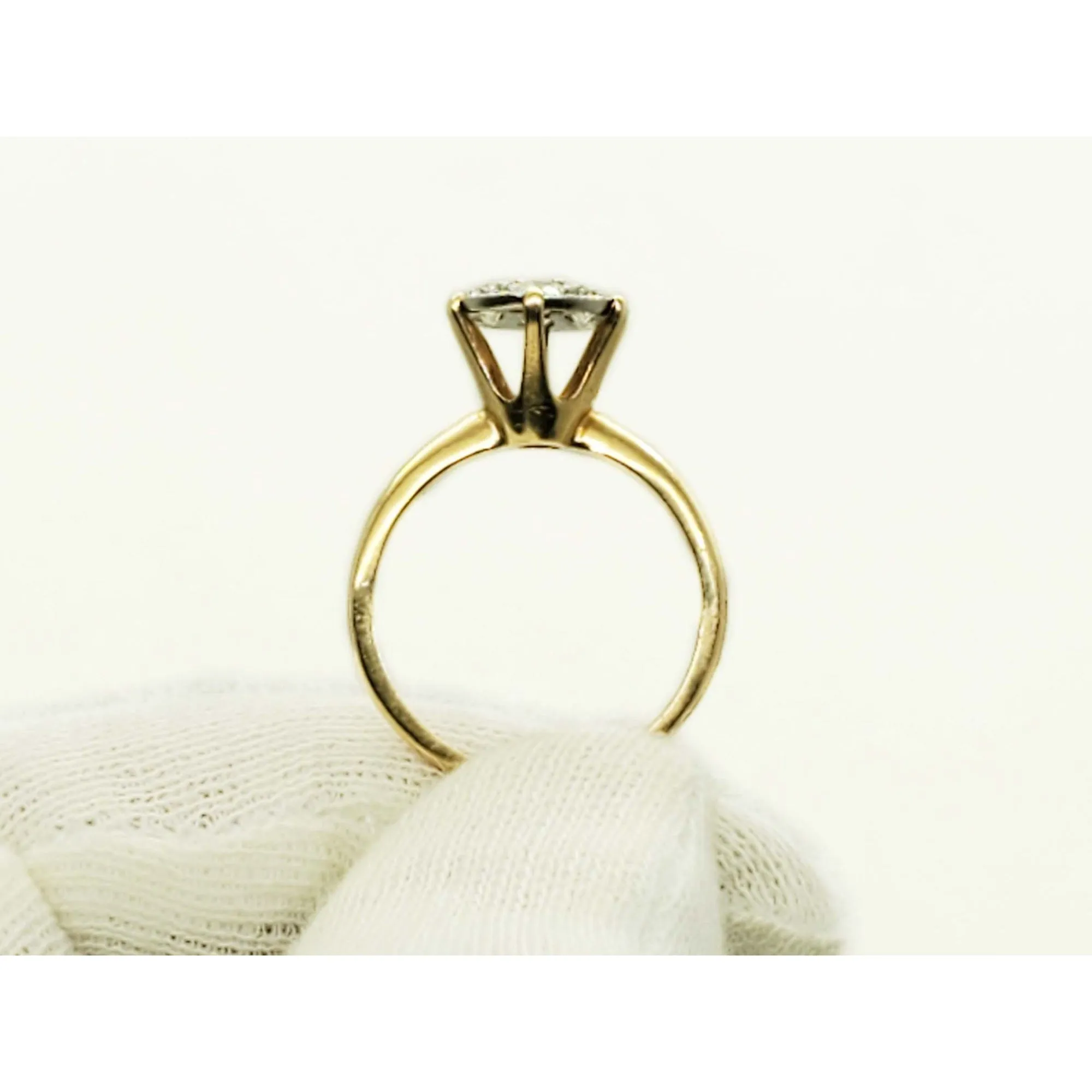 0.70 ctw Natural Diamond Raised Cluster Style Band Ring 14k Gold Size 7.5