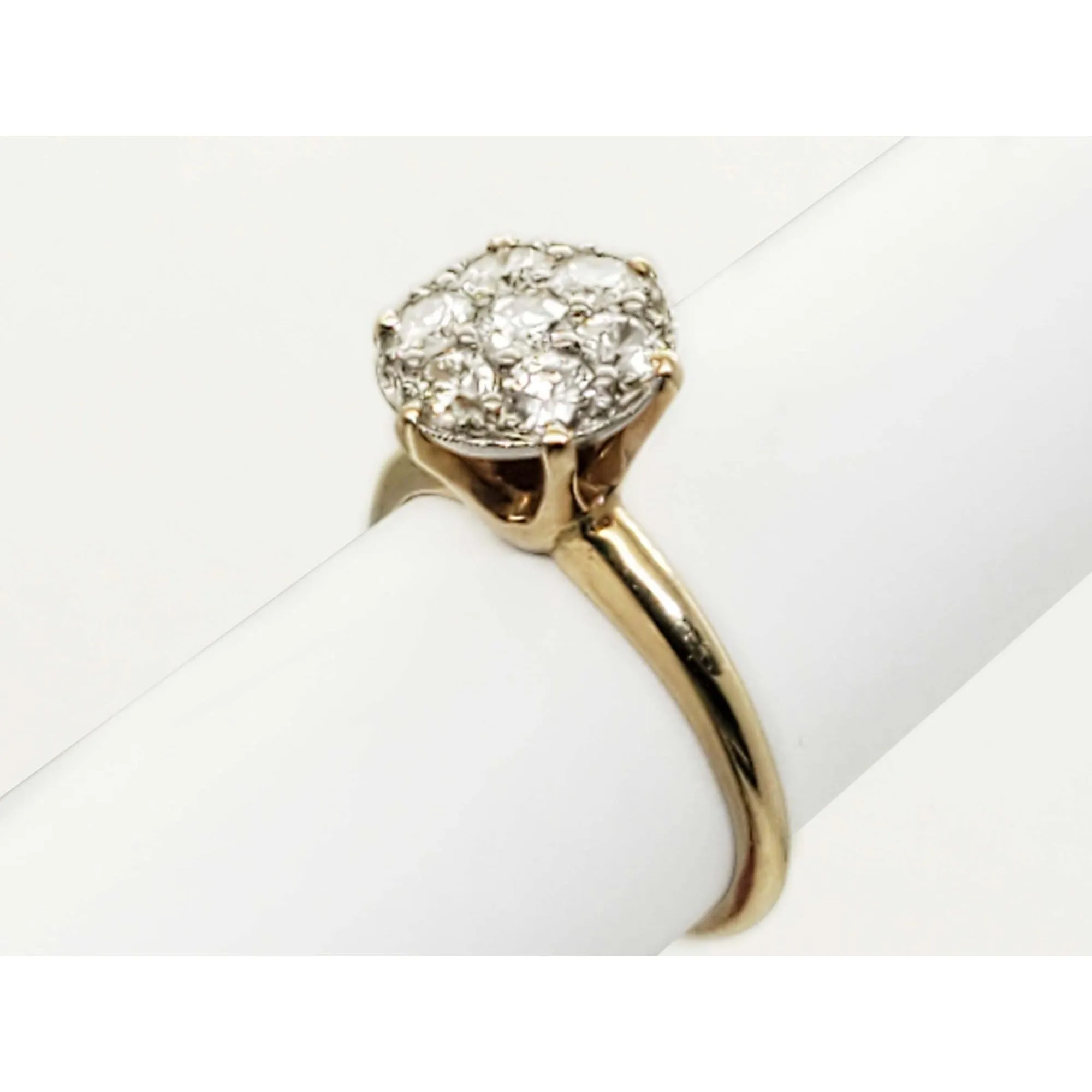 0.70 ctw Natural Diamond Raised Cluster Style Band Ring 14k Gold Size 7.5