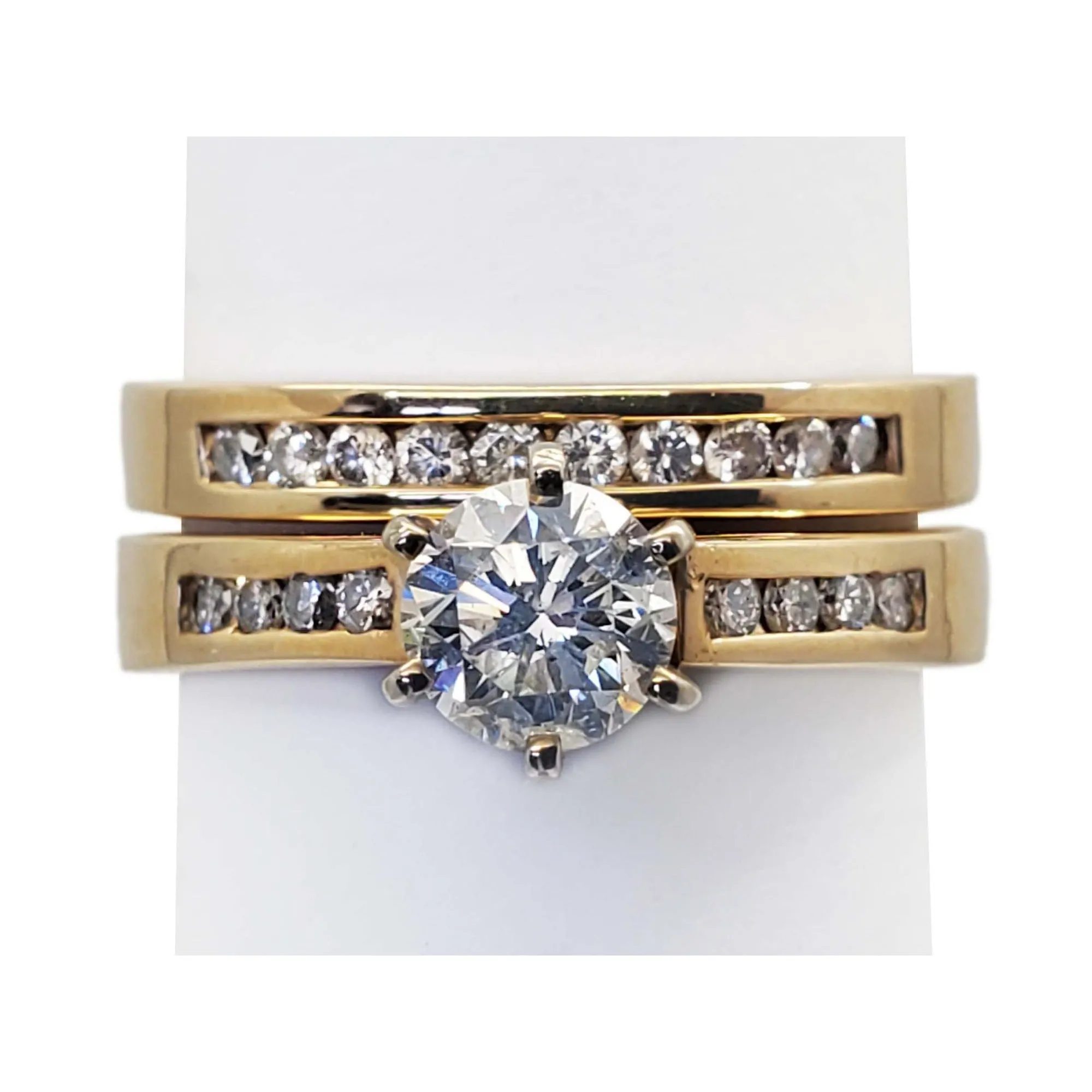 1.06 ctw Natural Diamond Euro Shank Engagement Set 14k Gold Size 8