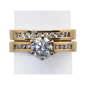 1.06 ctw Natural Diamond Euro Shank Engagement Set 14k Gold Size 8