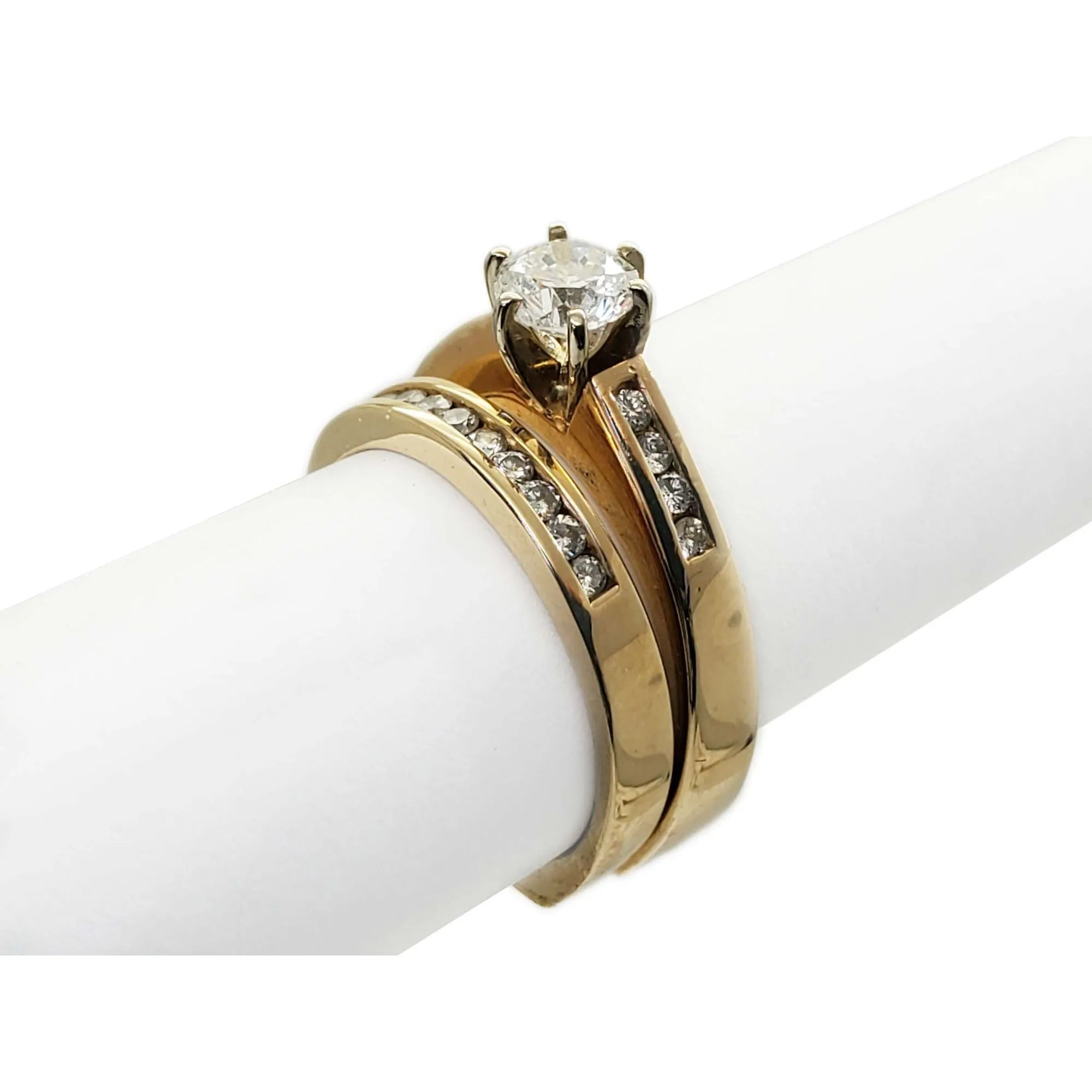 1.06 ctw Natural Diamond Euro Shank Engagement Set 14k Gold Size 8