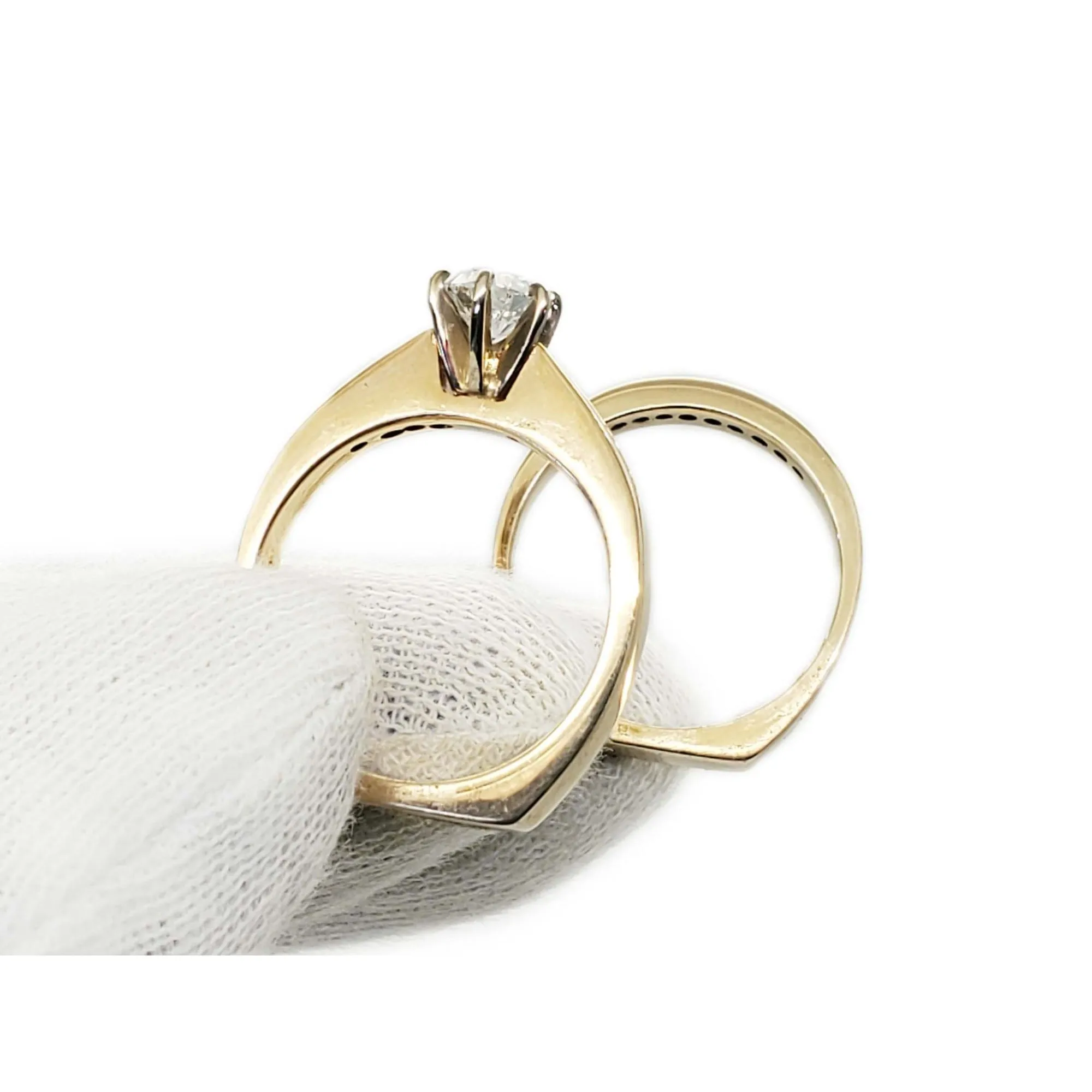 1.06 ctw Natural Diamond Euro Shank Engagement Set 14k Gold Size 8