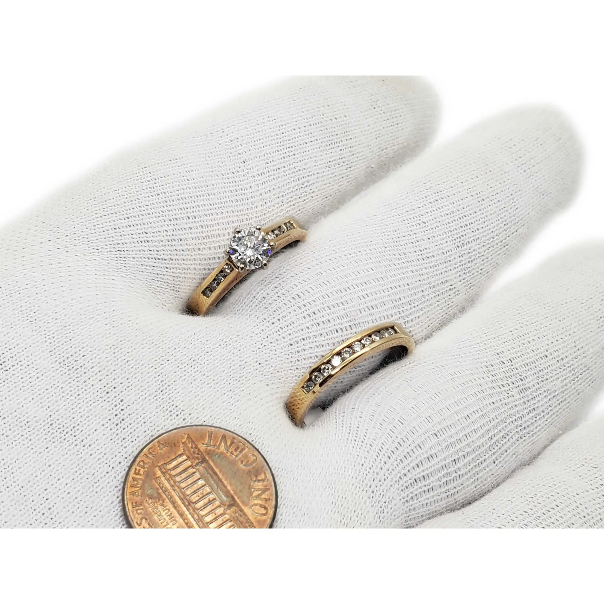 1.06 ctw Natural Diamond Euro Shank Engagement Set 14k Gold Size 8