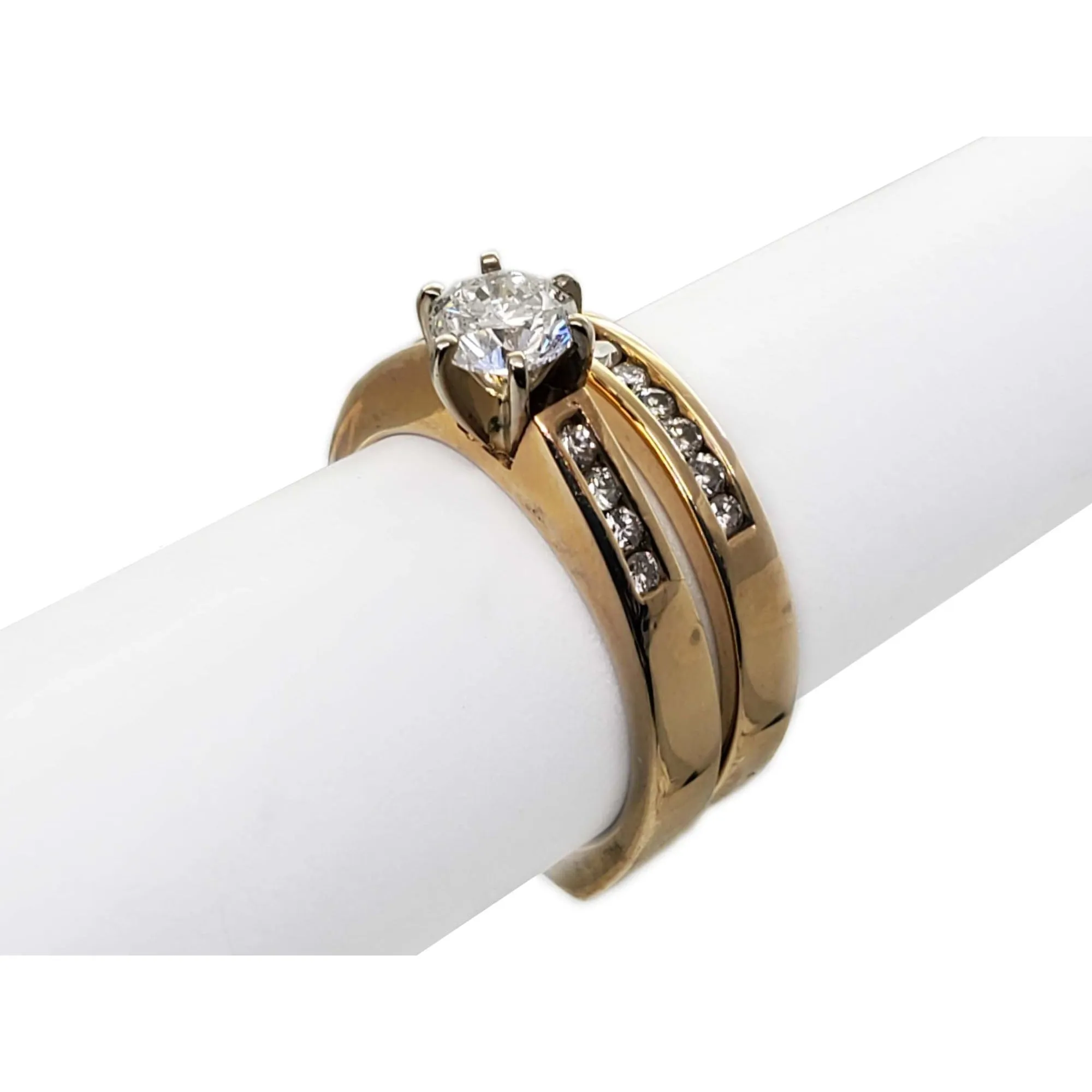 1.06 ctw Natural Diamond Euro Shank Engagement Set 14k Gold Size 8