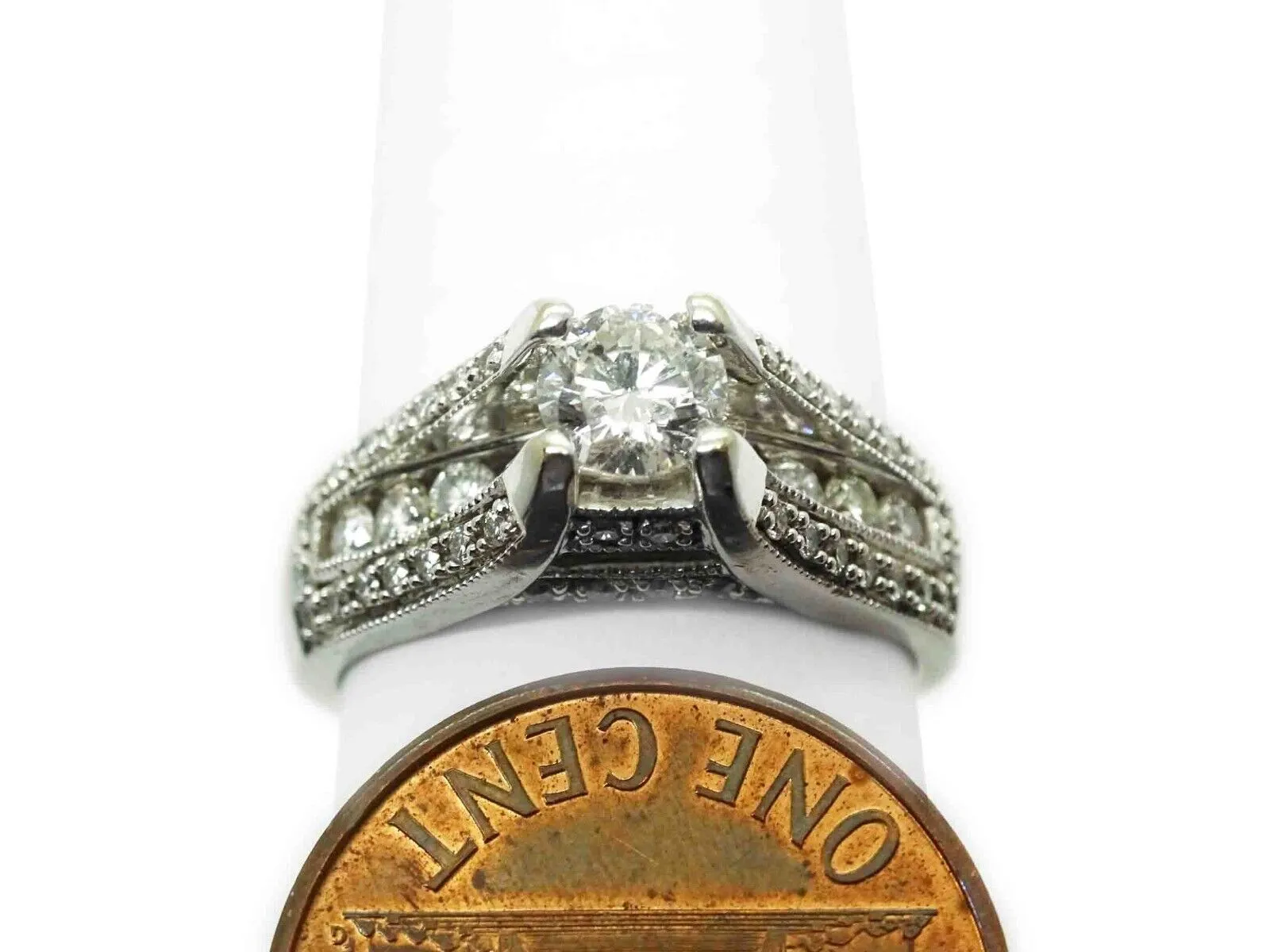 1.10ct tw Natural Diamond Bridal Band Ring 14k White Gold Size 7.25 DDG IGL
