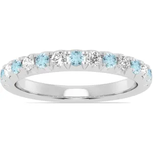 14k Gold Aquamarine and Diamond Band
