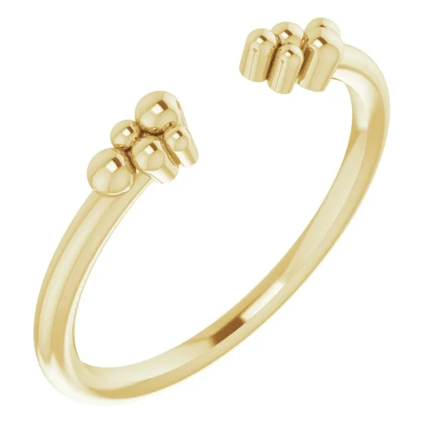 14K Gold Beaded Negative Space Ring