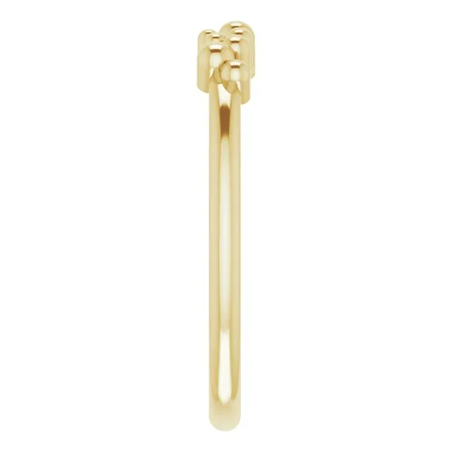 14K Gold Beaded Negative Space Ring