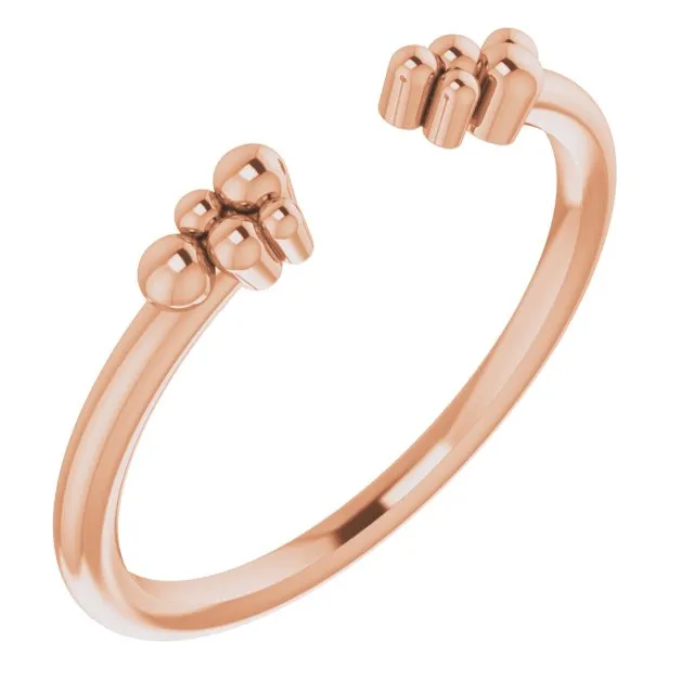 14K Gold Beaded Negative Space Ring
