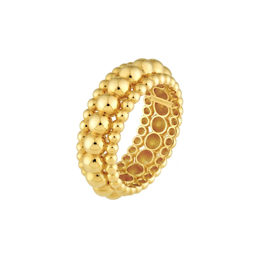 14k Gold Triple Bead Ring