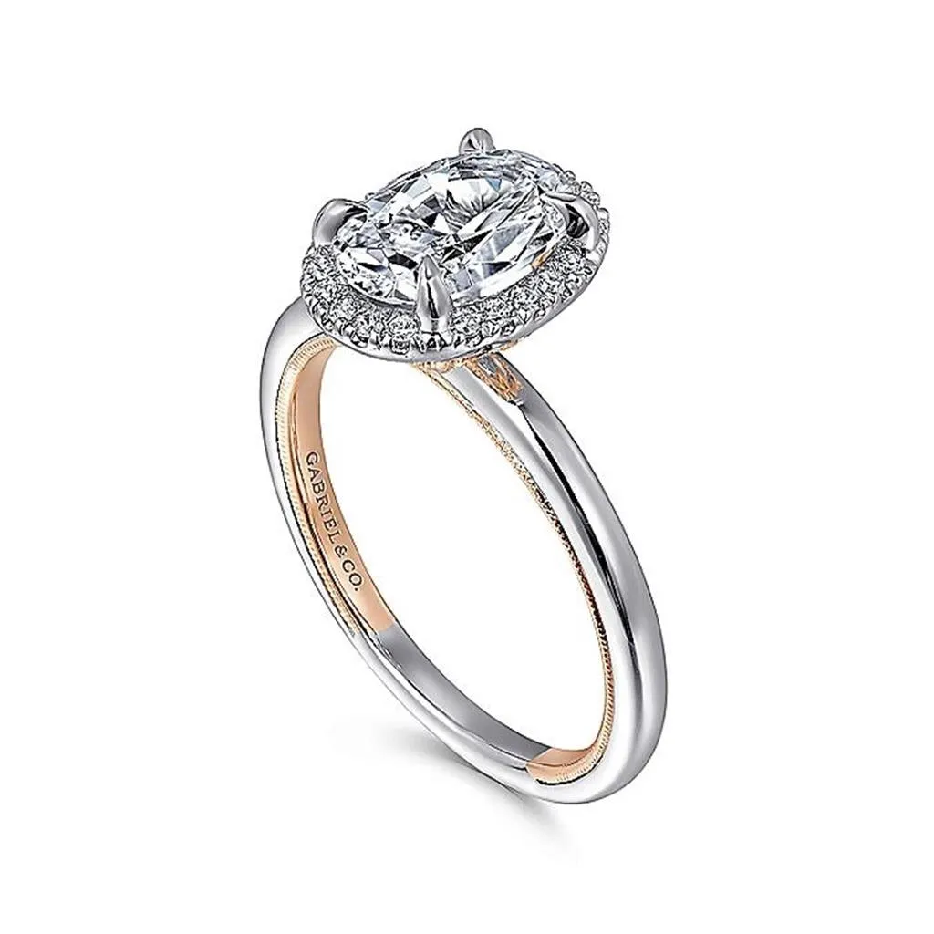 14K White And Rose Gold 'Amelie' Halo Oval Diamond Engagement Ring