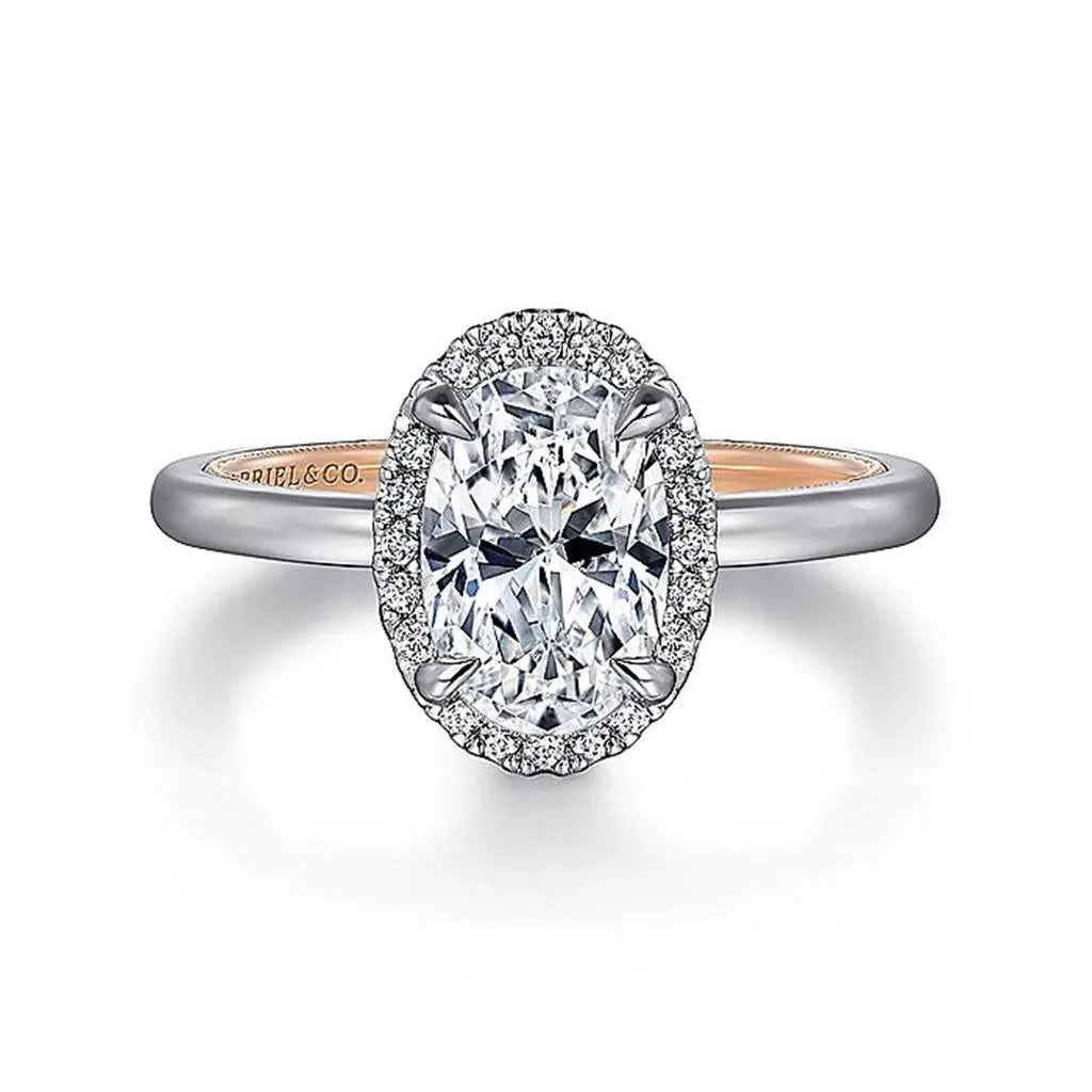 14K White And Rose Gold 'Amelie' Halo Oval Diamond Engagement Ring