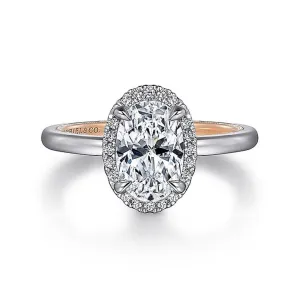 14K White And Rose Gold 'Amelie' Halo Oval Diamond Engagement Ring