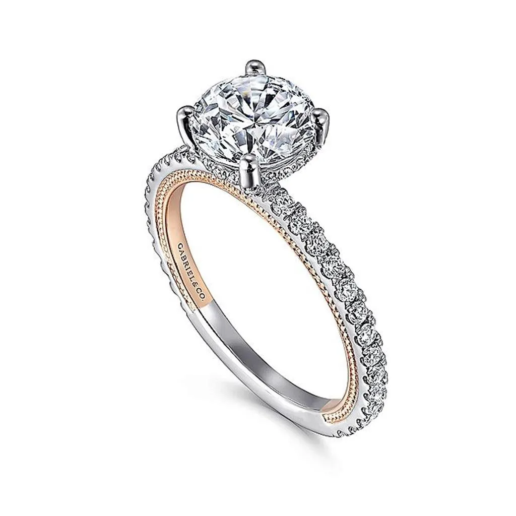 14K White And Rose Gold 'Danita' Classic Round Diamond Engagement Ring