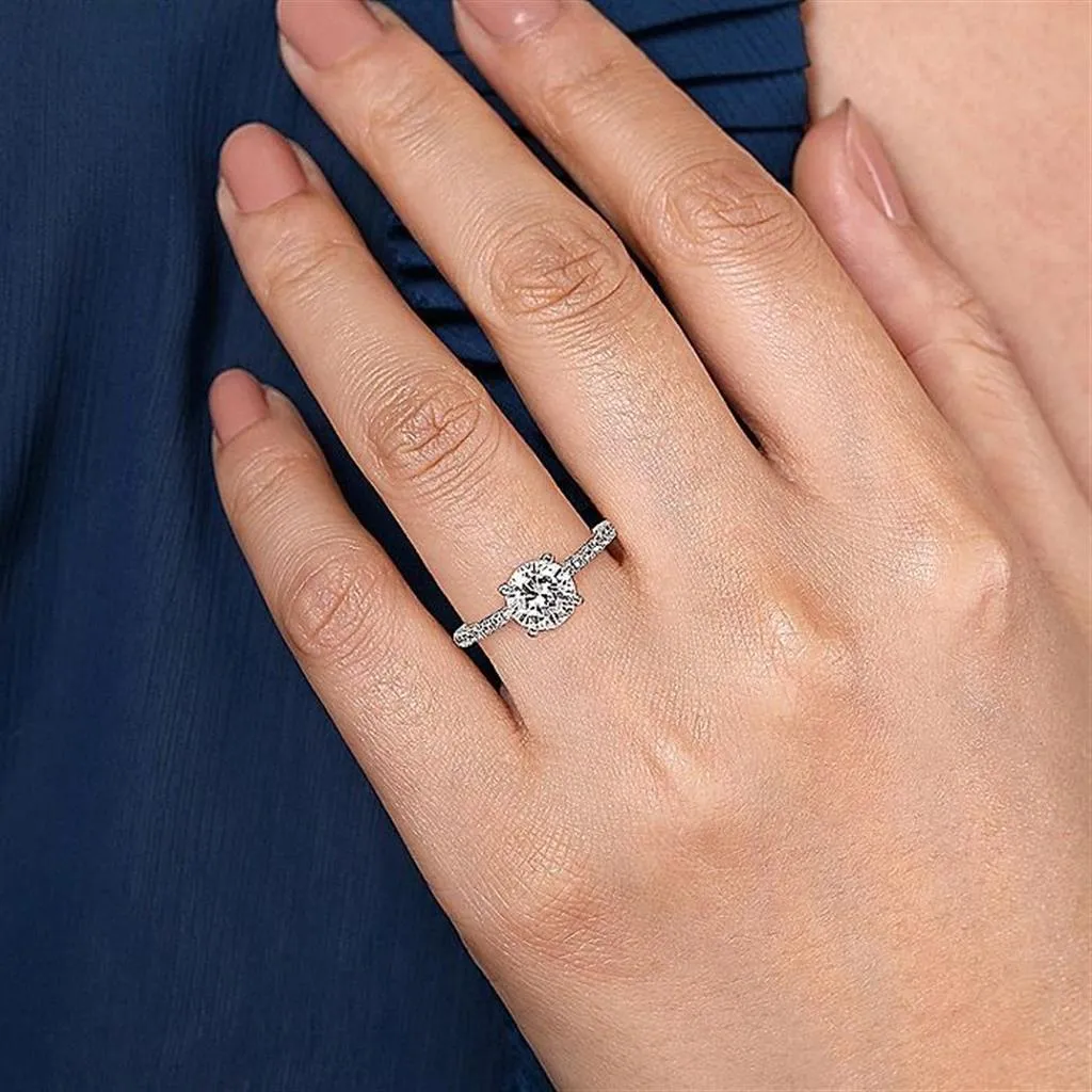 14K White And Rose Gold 'Danita' Classic Round Diamond Engagement Ring