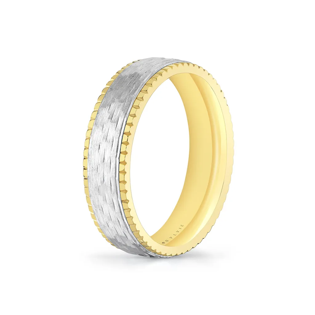 14K White And Yellow Gold 6mm Straight Band