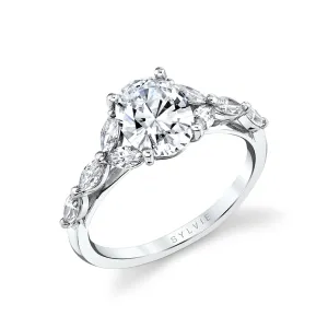 14K White Gold 'Berkley' Split Shank Oval Diamond Engagement Ring