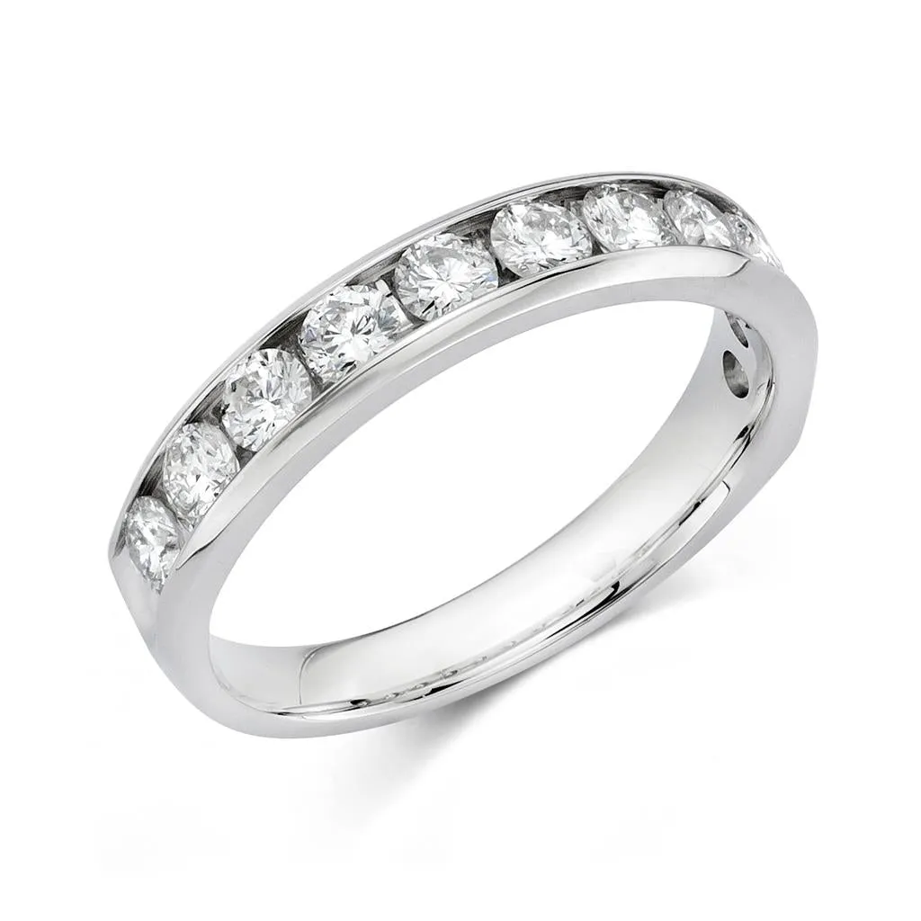14K White Gold Channel Straight Natural Diamonds Band