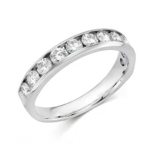 14K White Gold Channel Straight Natural Diamonds Band