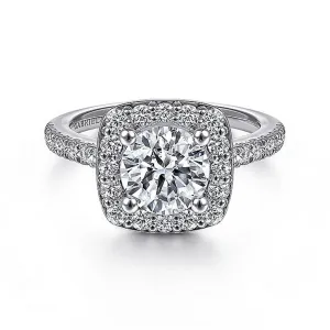 14K White Gold 'Lyla' Halo Round Diamond Engagement Ring