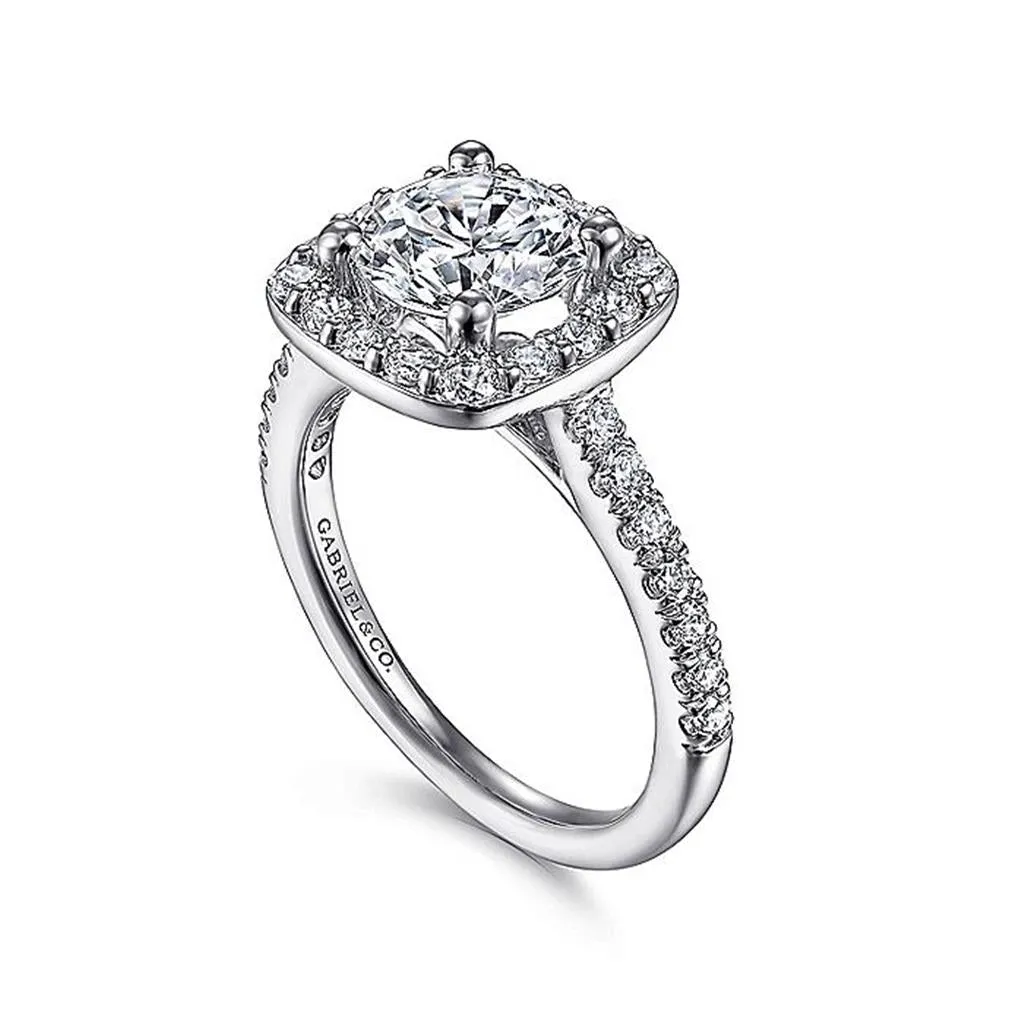 14K White Gold 'Lyla' Halo Round Diamond Engagement Ring
