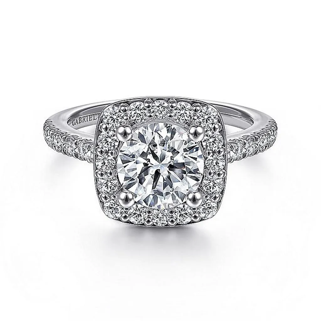 14K White Gold 'Lyla' Halo Round Diamond Engagement Ring