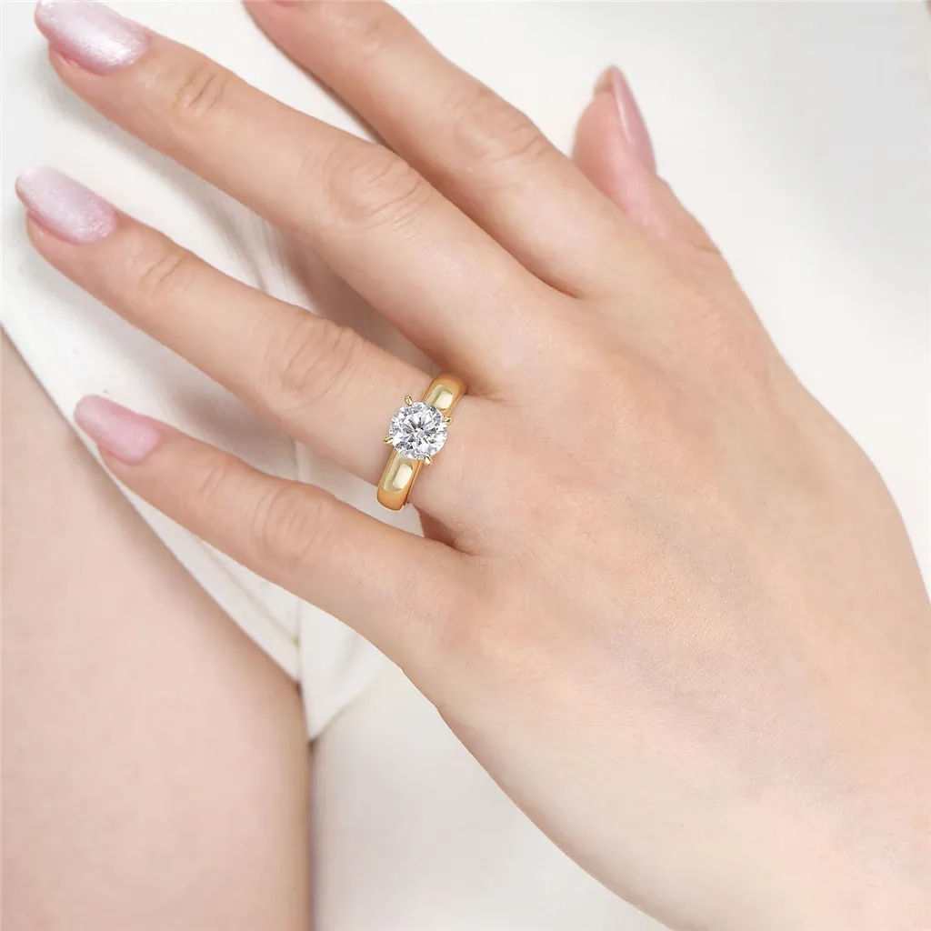 14K Yellow Gold 'Reeve' Hidden Halo Round Natural Diamonds Natural Diamonds Engagement Ring