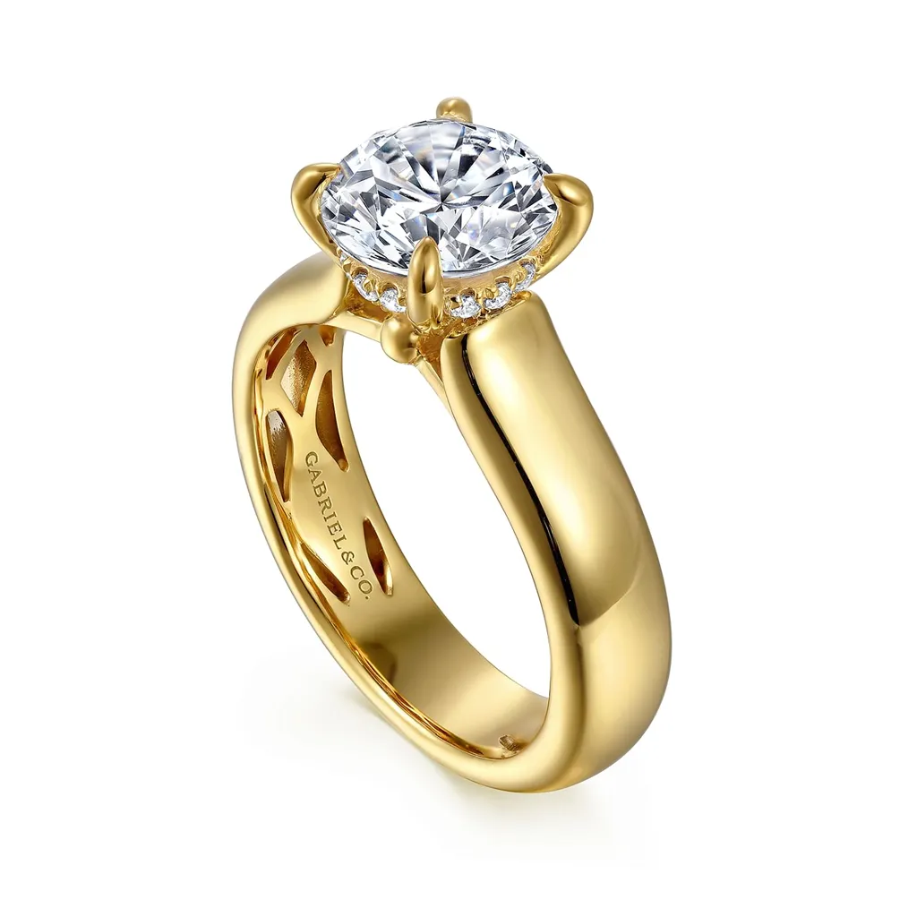 14K Yellow Gold 'Reeve' Hidden Halo Round Natural Diamonds Natural Diamonds Engagement Ring