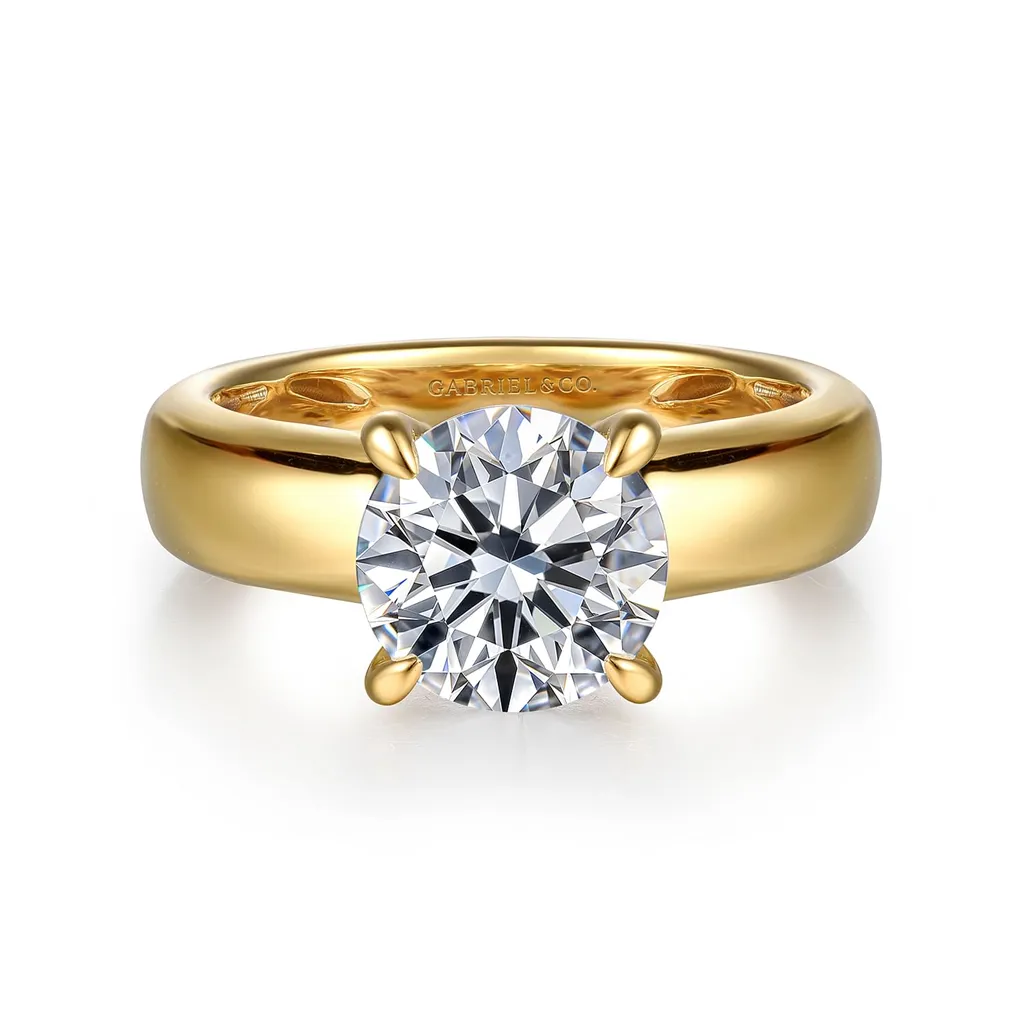 14K Yellow Gold 'Reeve' Hidden Halo Round Natural Diamonds Natural Diamonds Engagement Ring