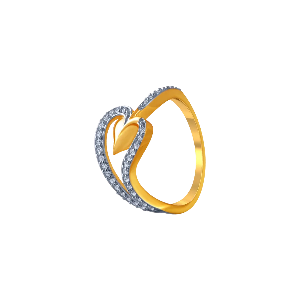 14KT (585) Yellow Gold And American Diamond Ring For Women