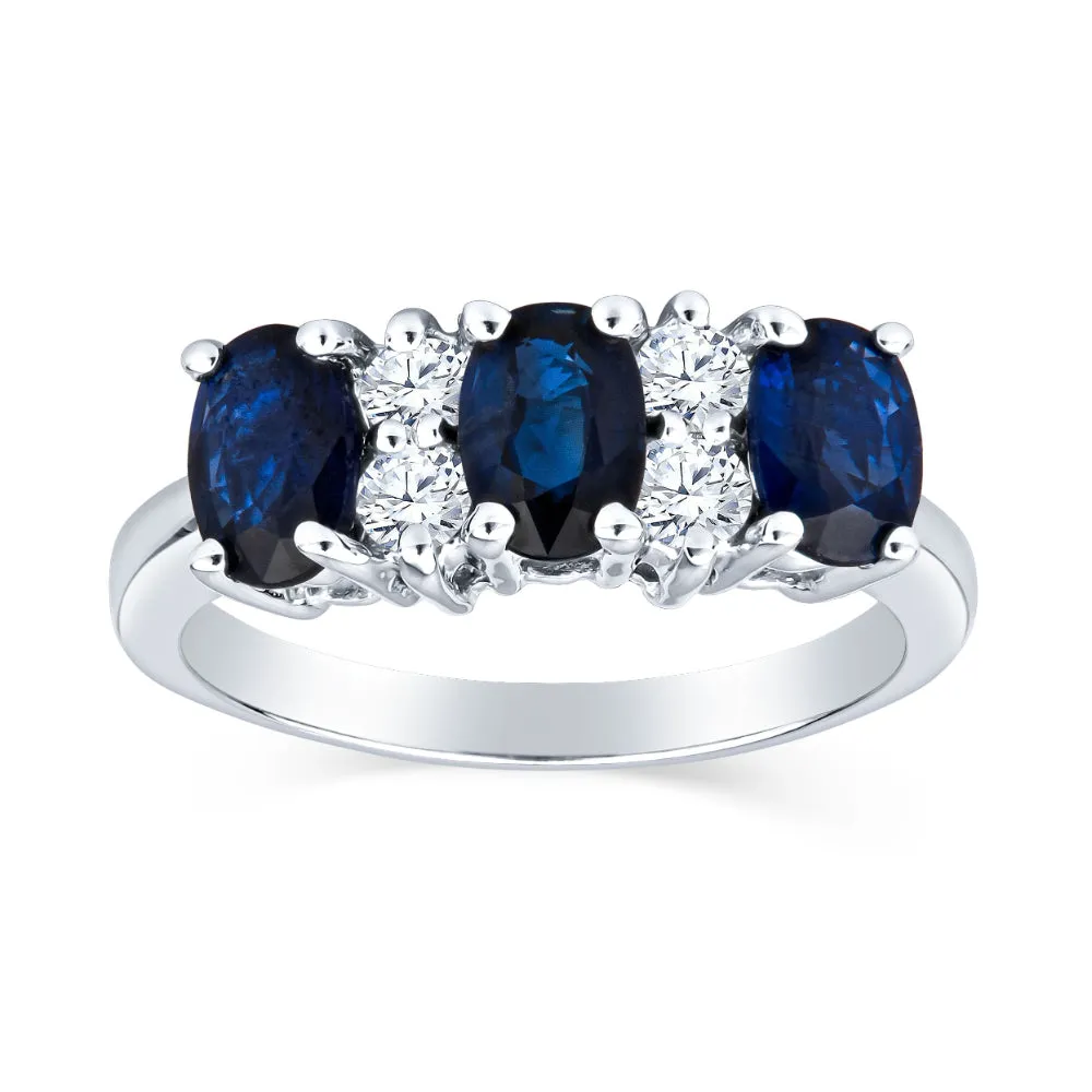 14w Three Stone Oval Gemstone Ring