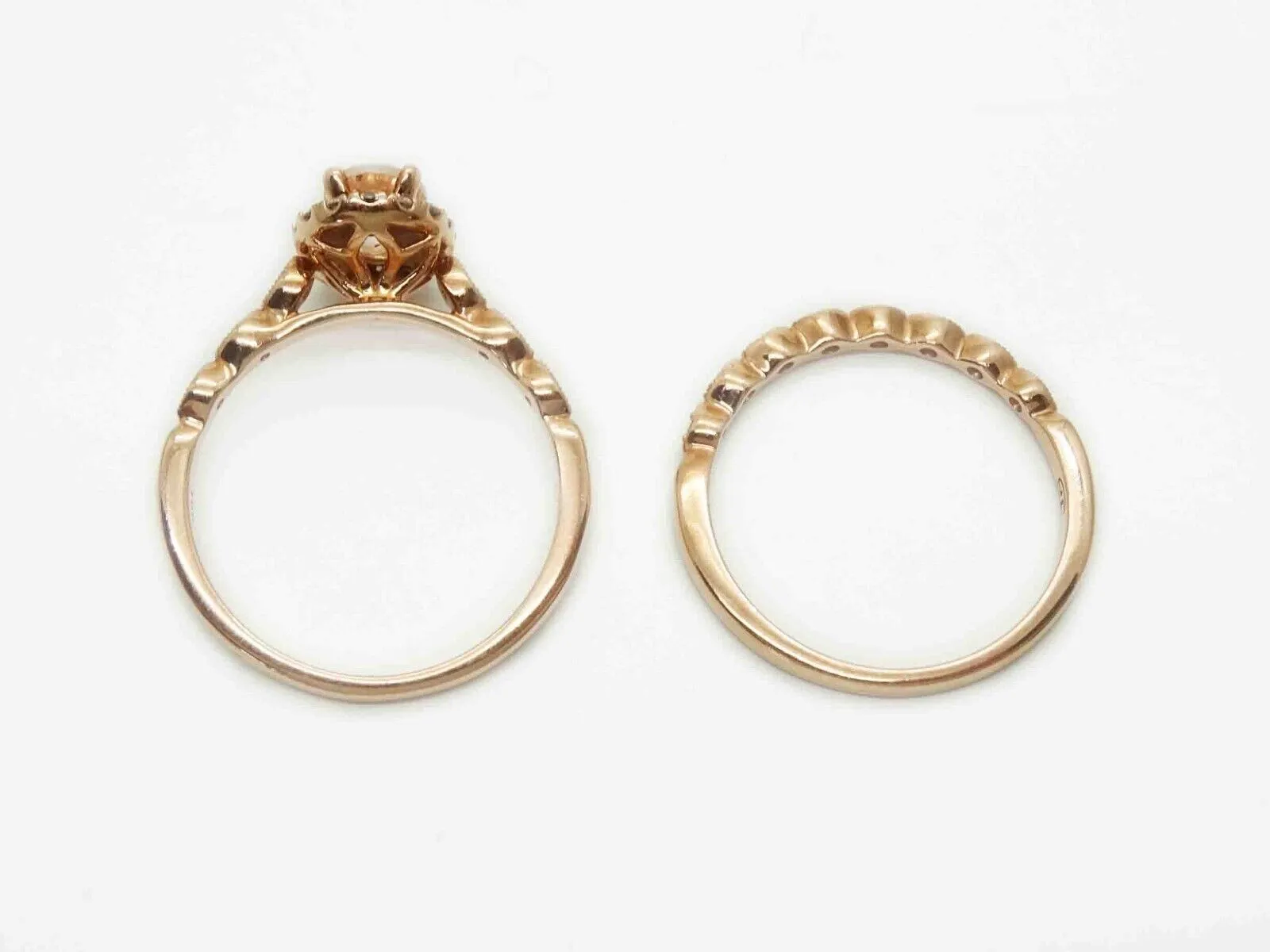 1.50ct tw Morganite & Diamond Halo Engagement & Wedding Set 10k Rose Gold Size 7