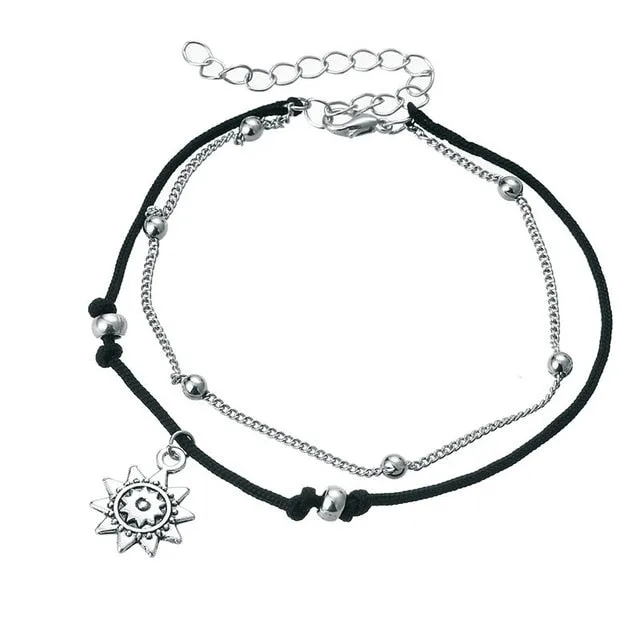17KM 6 Design Fashion Anklets Bracelet For Ankle 2019 Vintage Silver Simulation Pearl Heart Beads Anklet Woman Bohemian Jewelry