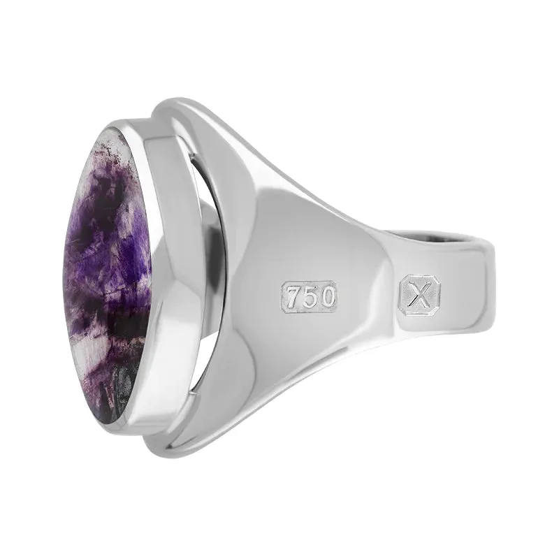 18ct White Gold Blue John Hallmark Small Oval Ring