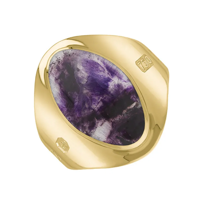 18ct Yellow Gold Blue John Hallmark Small Oval Ring