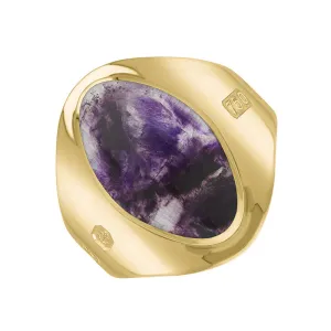 18ct Yellow Gold Blue John Hallmark Small Oval Ring
