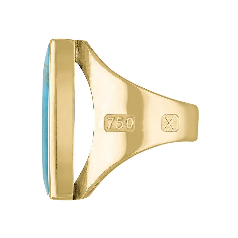 18ct Yellow Gold Turquoise Hallmark Medium Square Ring