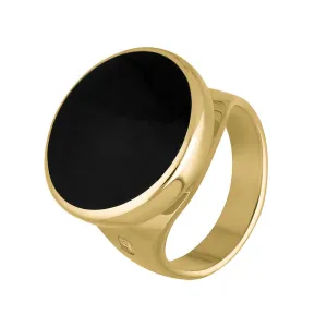 18ct Yellow Gold Whitby Jet Hallmark Small Round Ring