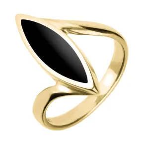 18ct Yellow Gold Whitby Jet Toscana Marquise Twist Ring