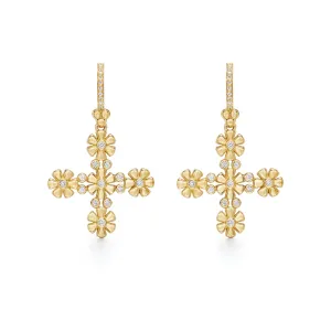 18K Fiori Cross Earrings