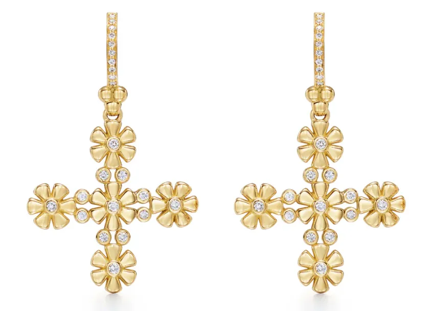 18K Fiori Cross Earrings