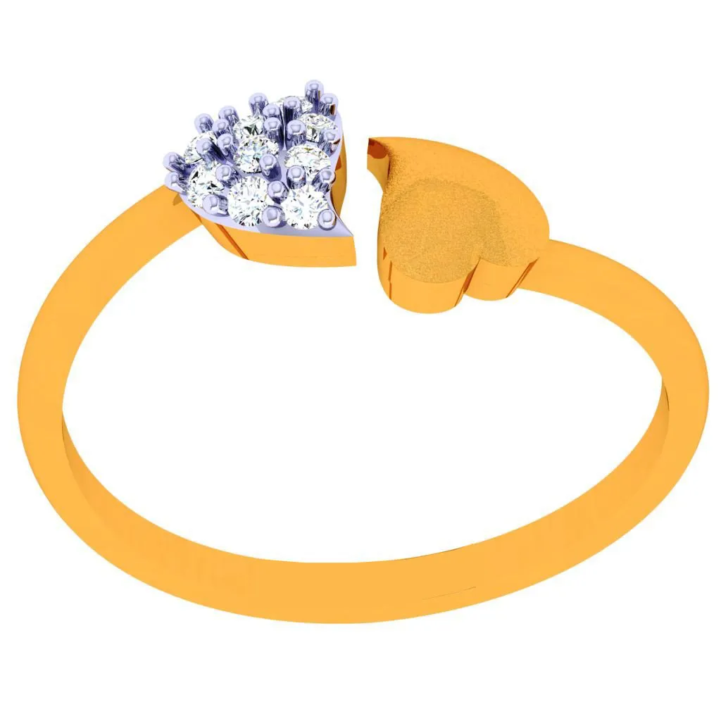 18k Little Heart Connection Diamond Ring