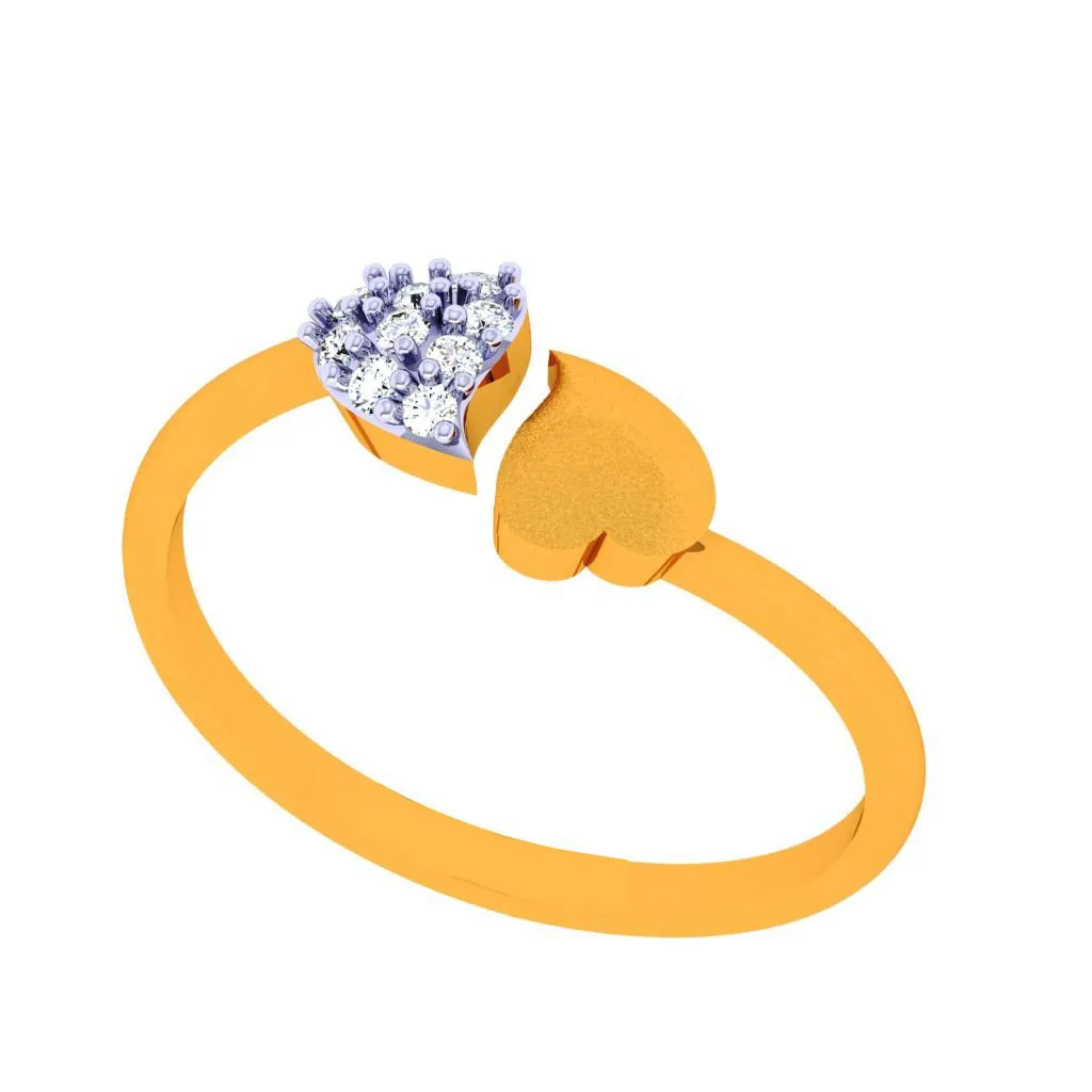 18k Little Heart Connection Diamond Ring