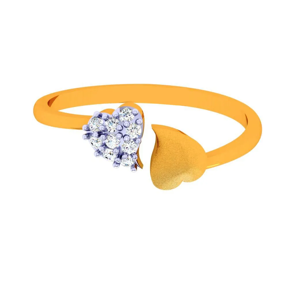 18k Little Heart Connection Diamond Ring