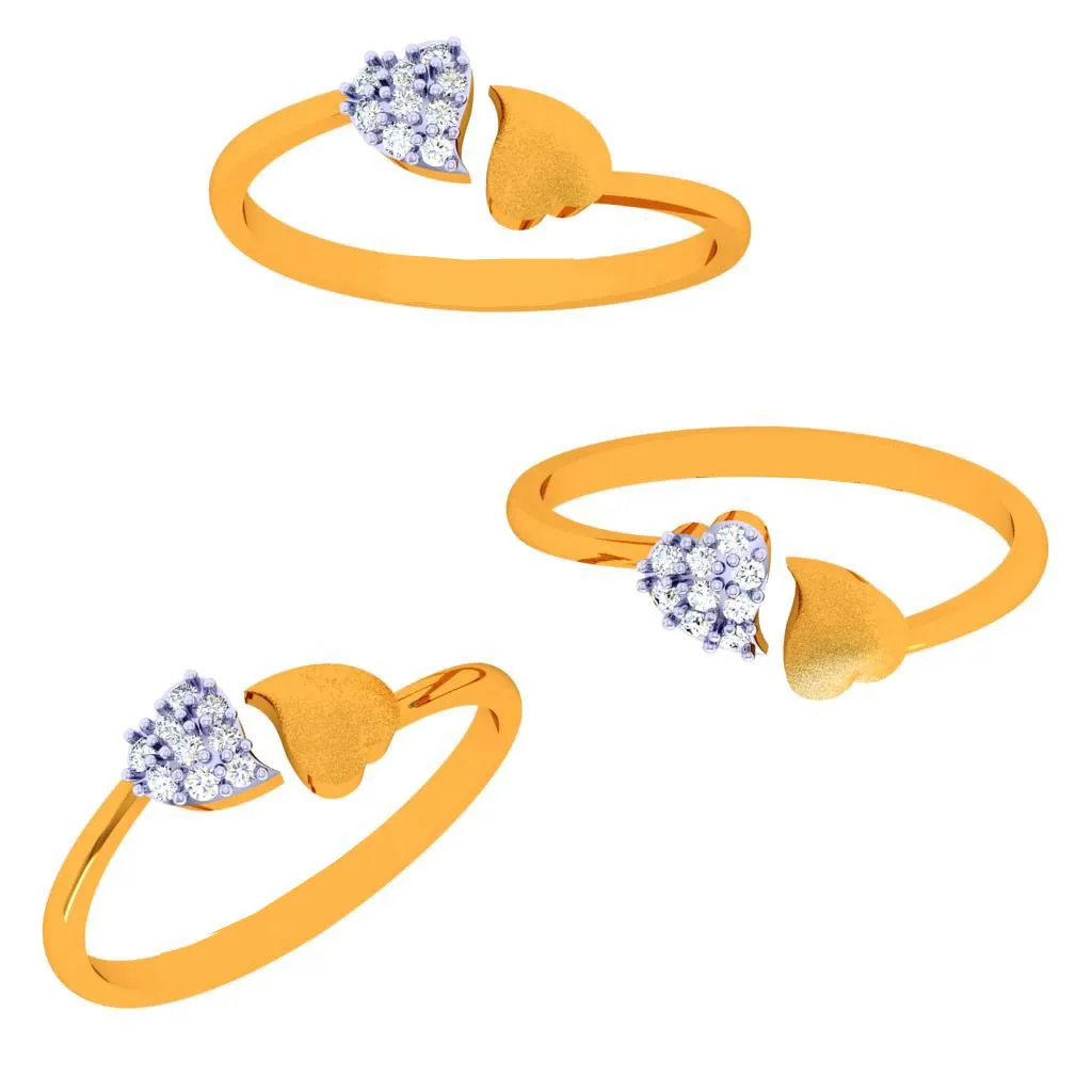 18k Little Heart Connection Diamond Ring