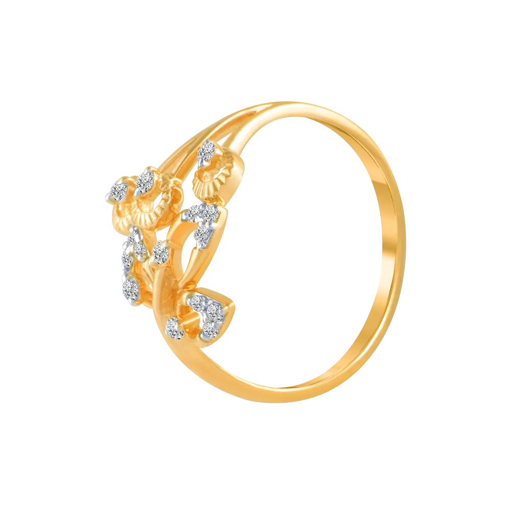 18KT (750) Yellow Gold And Diamond Ring For Women