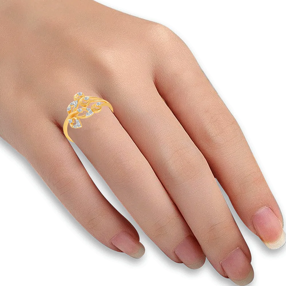 18KT (750) Yellow Gold And Diamond Ring For Women