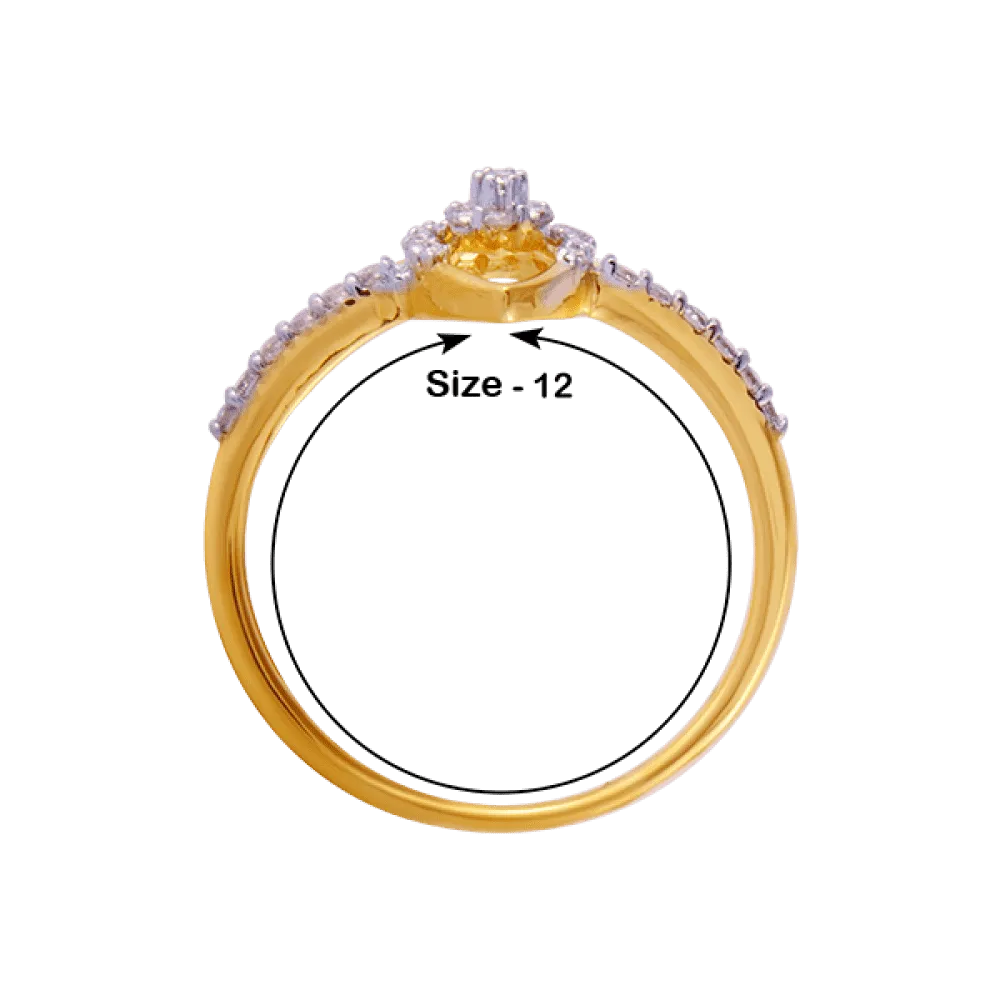 18KT (750) Yellow Gold And Diamond Ring For Women